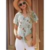 American Shiying Flower Print V-neck Chiffon Shirt Women 2025 Summer New Fresh Short Sleeve Top Women
