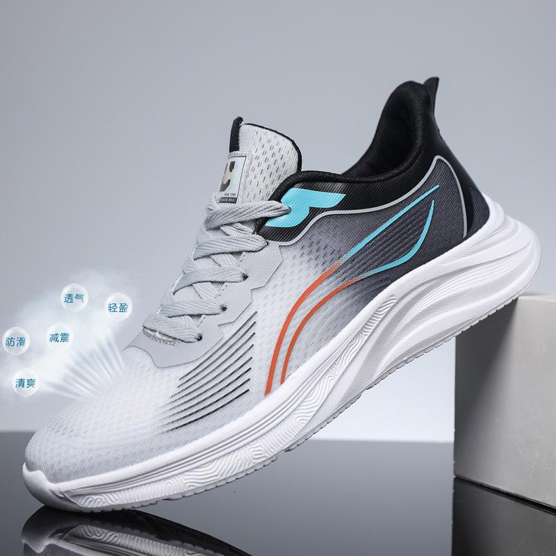 

Чоловіче спортивне взуття 2024 нове холодне липке чоловіче взуття крижаний шовк дихаючі кросівки зручне універсальне спортивне взуття студентське взуття 44 сірий колір