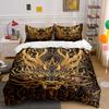 Golden Dragon Face Motif. Bedding Sets Duvet Cover Sets Duvet Covers Pillowcases(1 * Duvet Cover 2 * Pillowcases Without Duvet Insert)