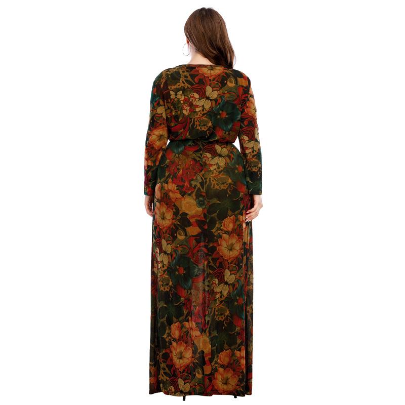 Plus Size Women's New Autumn Long Sleeve Print Dress