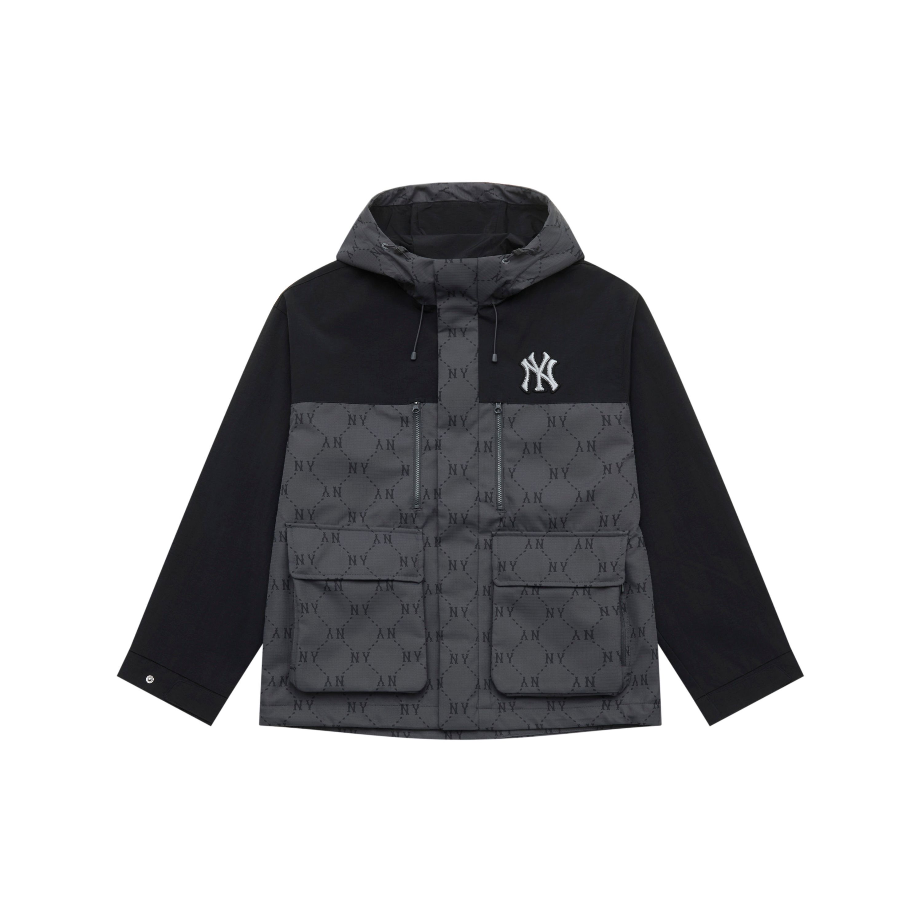 MLB Monogramm Serie New York Yankees Mode Vielseitig Freizeit Trendig Farbblock Diamant Reißverschluss Kapuze Arbeitsjacke Unisex Jacken 3AWJM0154-50CGS M black