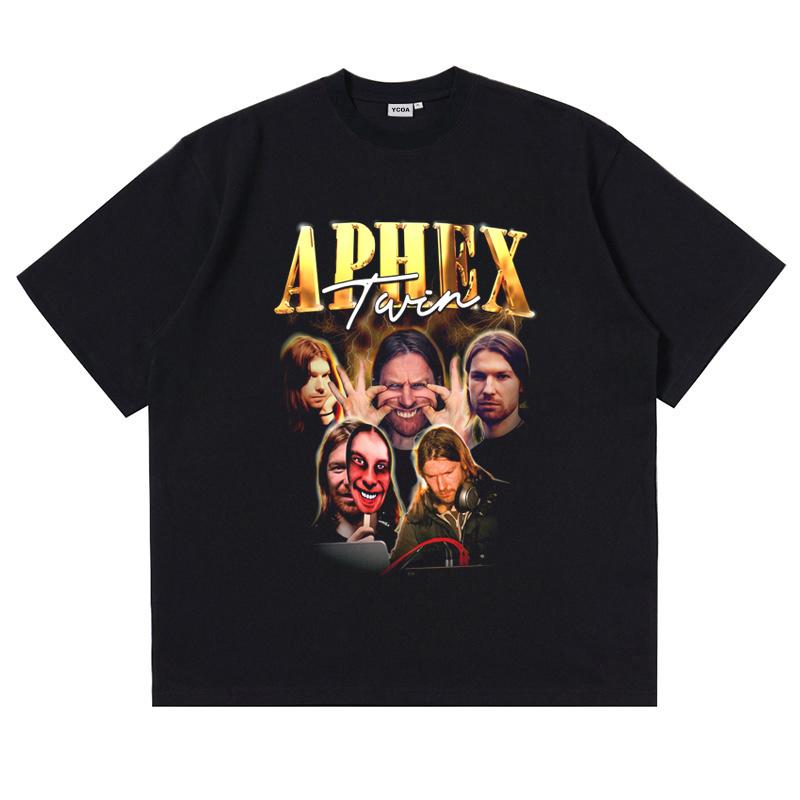 

Mens TShirt Aphex Twin Graphic 100 Cotton Oversized Vintage Harajuku Short Sleeve Tops Tees Aesthetic Y2k Streetwear Clothing S