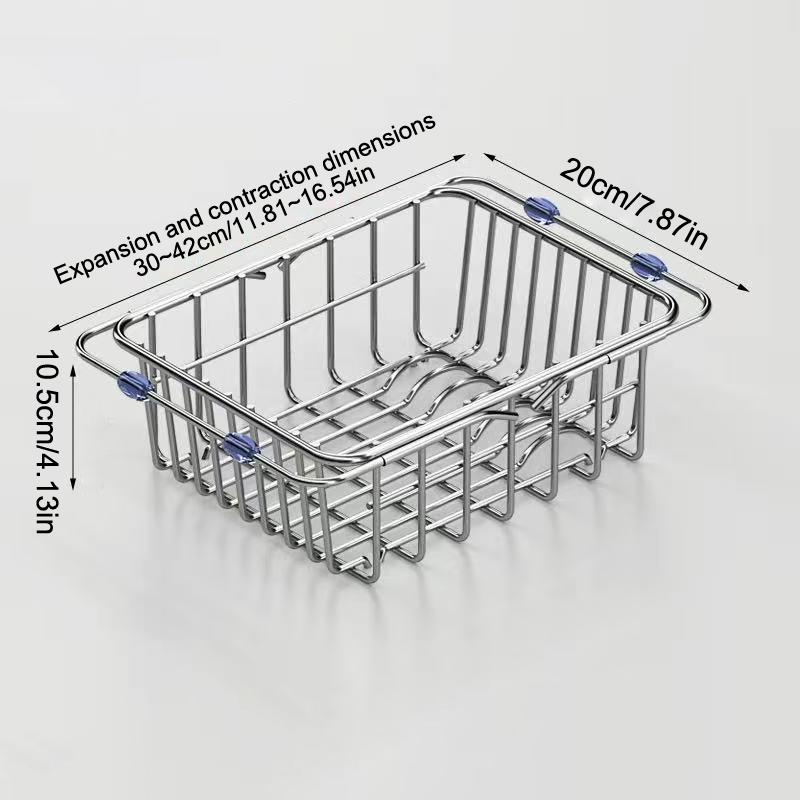 

Регулируемая сливная корзина из нержавеющей стали для мойки, сушилка для посуды, кухонная сушилка для фруктов, расширяемая мойка для овощей, подставка для посуды