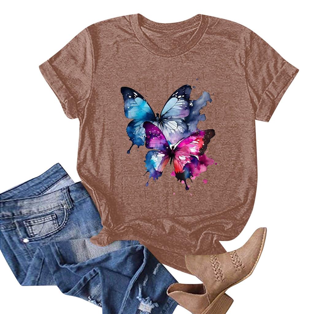 Tricou cu mânecă scurtă pentru femei, ocazional, cu decolteu în formă de pulover