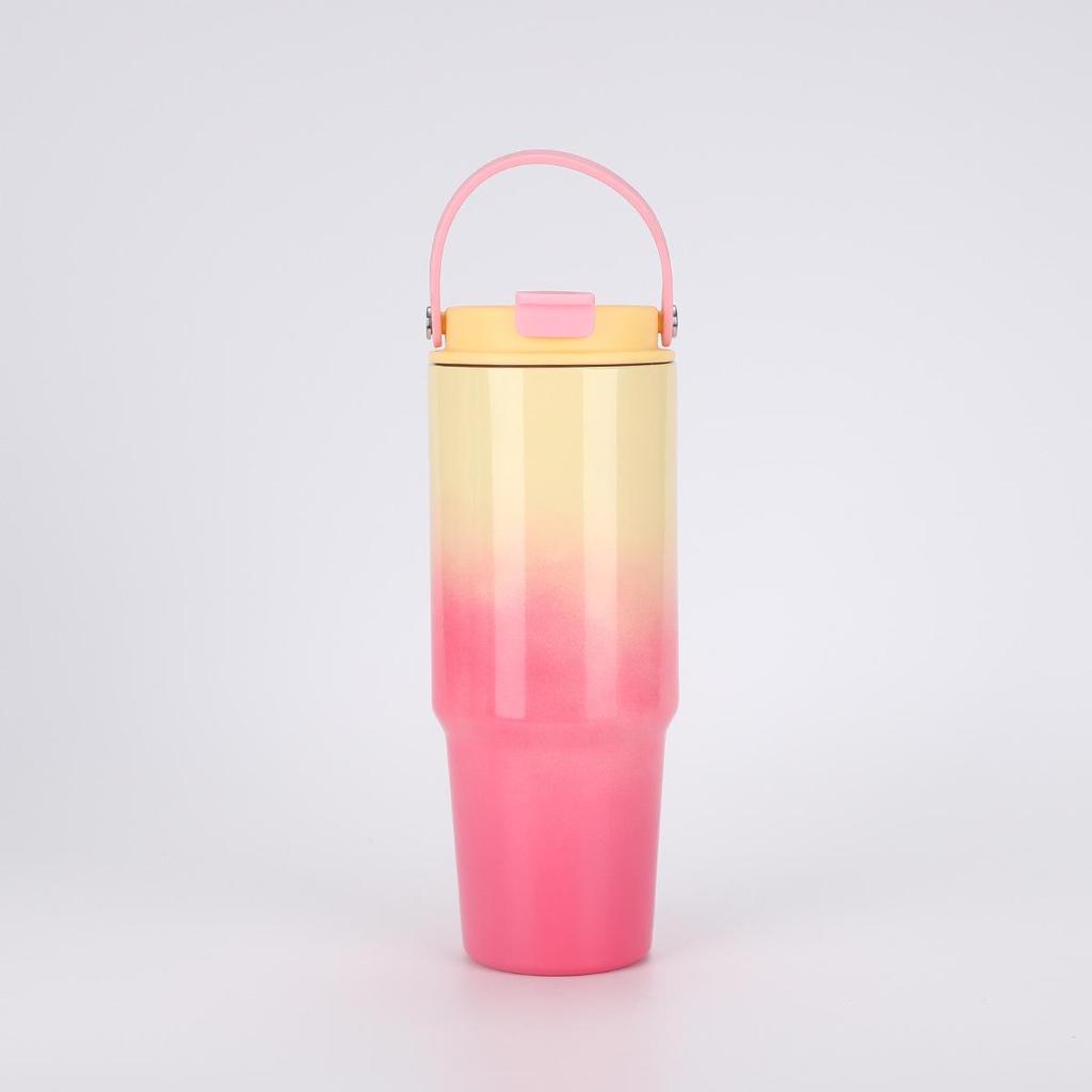 30oz Edelstahl tragbarer Reise-Thermosbecher mit Strohhalm - Großes Fassungsvermögen für Outdoor-/Autonutzung