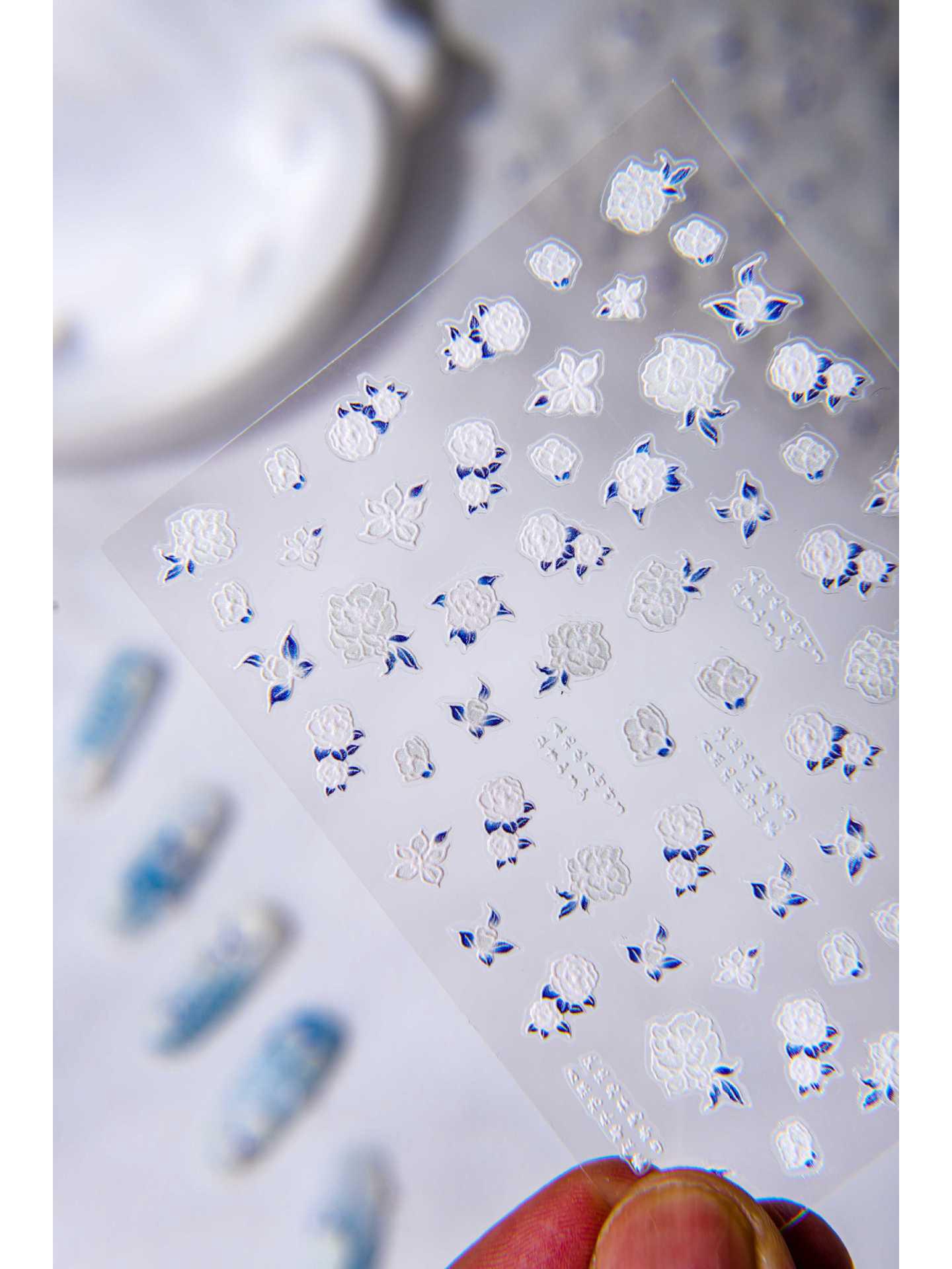 Cyansea 3D White Rose Floral Nail Art Stickers - Japanese-Style Autumn/Winter Collection
