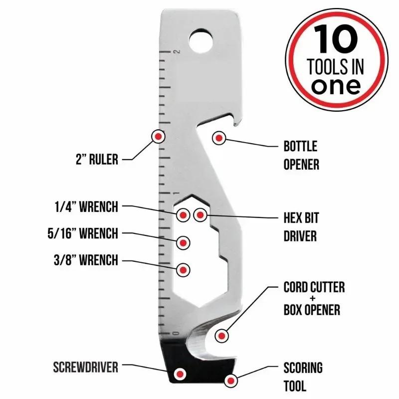 10 In 1 EDC Pocket Survival Tool Camping Equipment Bottle Opener Ruler Key Chain Outdoor Tools for Hiking Camping Accsesorios