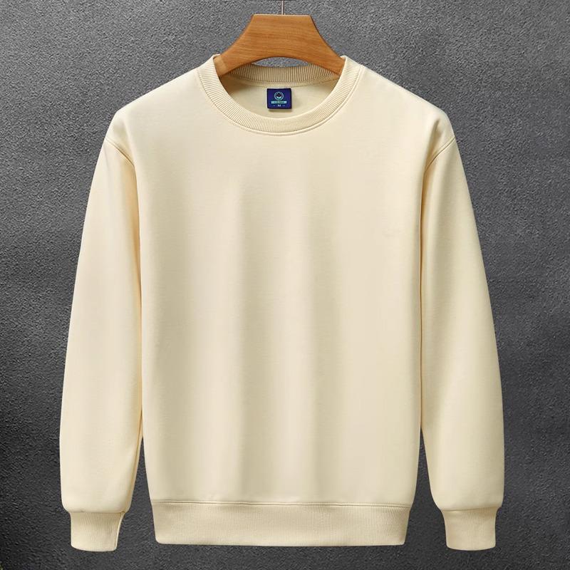 Men's 320g Heavyweight Drop Shoulder Crew Neck Sweatshirt, Autumn/Winter, Solid Color Cotton Pullover, Long Sleeve, Trendy Design