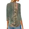 Women's Button Down Cardigan T Shirts 3/4 Sleeve V Neck Tees Casual  Fashion Printed T-shirt Tops