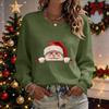 Women's Casual Crewneck Long Sleeve Pullover Top with Christmas Print for Holiday and Everyday Wear