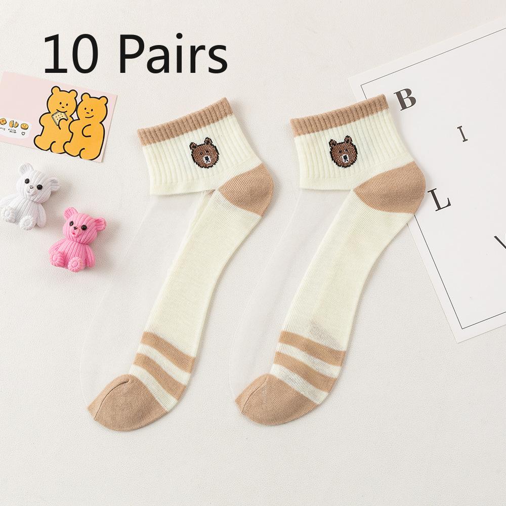 

10 пар женских летних тонких прозрачных сетчатых дышащих носков из кристального шелка 10 Pairs