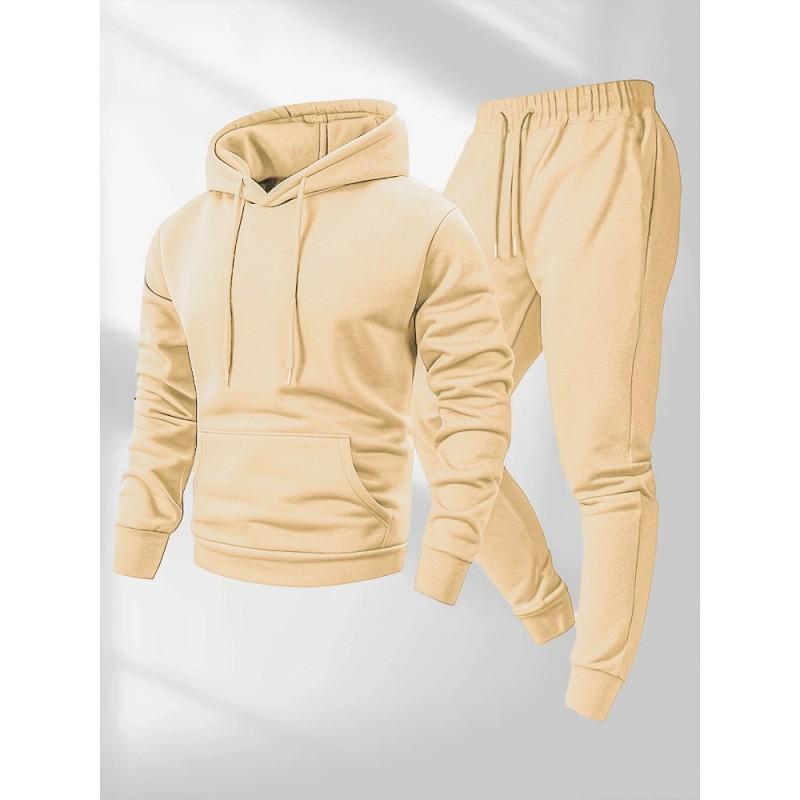 Mens Casual Sport Hoodie Set Loose Fit Long Sleeve Cotton Blend Tracksuit