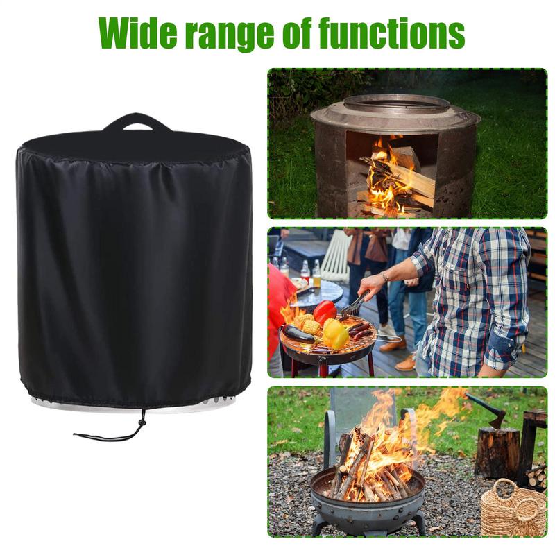 210D Fire Pit Cover Round Stove Waterproof Cover Outdoor Garden Furniture Tabletop Fire Pit Stones Dust Proof Cover