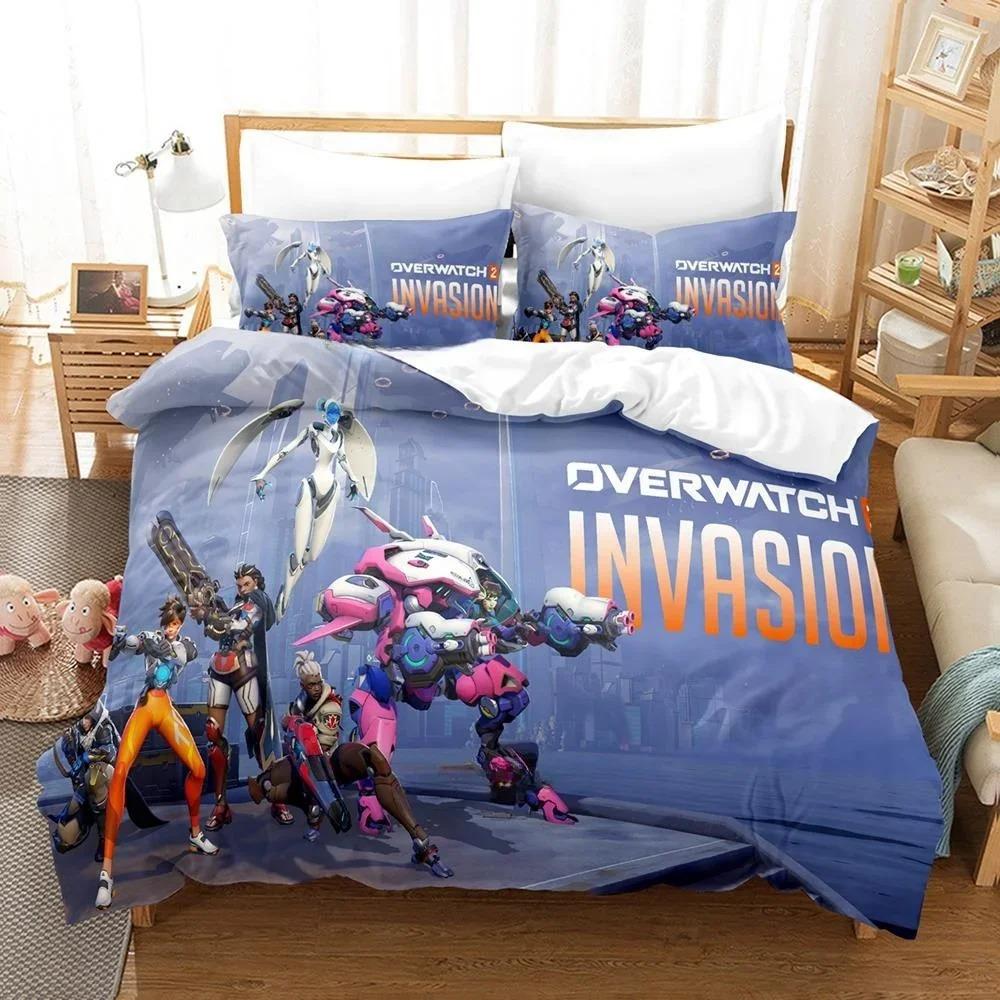 3D Printing Game Overwatch 2 Invasion Bedding Set Single Twin Full Queen King Size Bed Set Adult Kid Bedroom Duvet Cover Sets