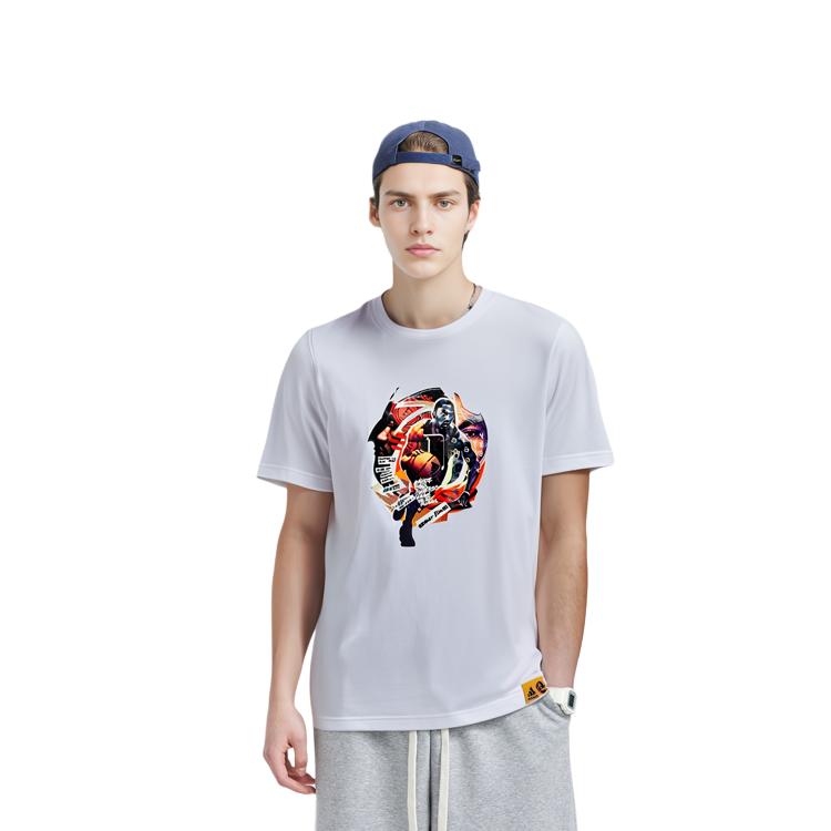 Adidas T Shirts Men's White Crew Neck Moderate Straight Fit GH6720