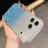 KEYSION Gradient Glitter Jewelled Phone Case for iPhone 16 17 Pro Max Air 16 Plus Wavy Border Lens Protector Shockproof Cover
