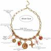 Adjustable Handmade Pendant Necklace Pink Enamel Boho Jewelry Elegant Multi Charms Necklace  Women