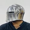 Barbute Visor Helmet ~ Medieval Steel Helmet With Inner Linner And Wooden Stand