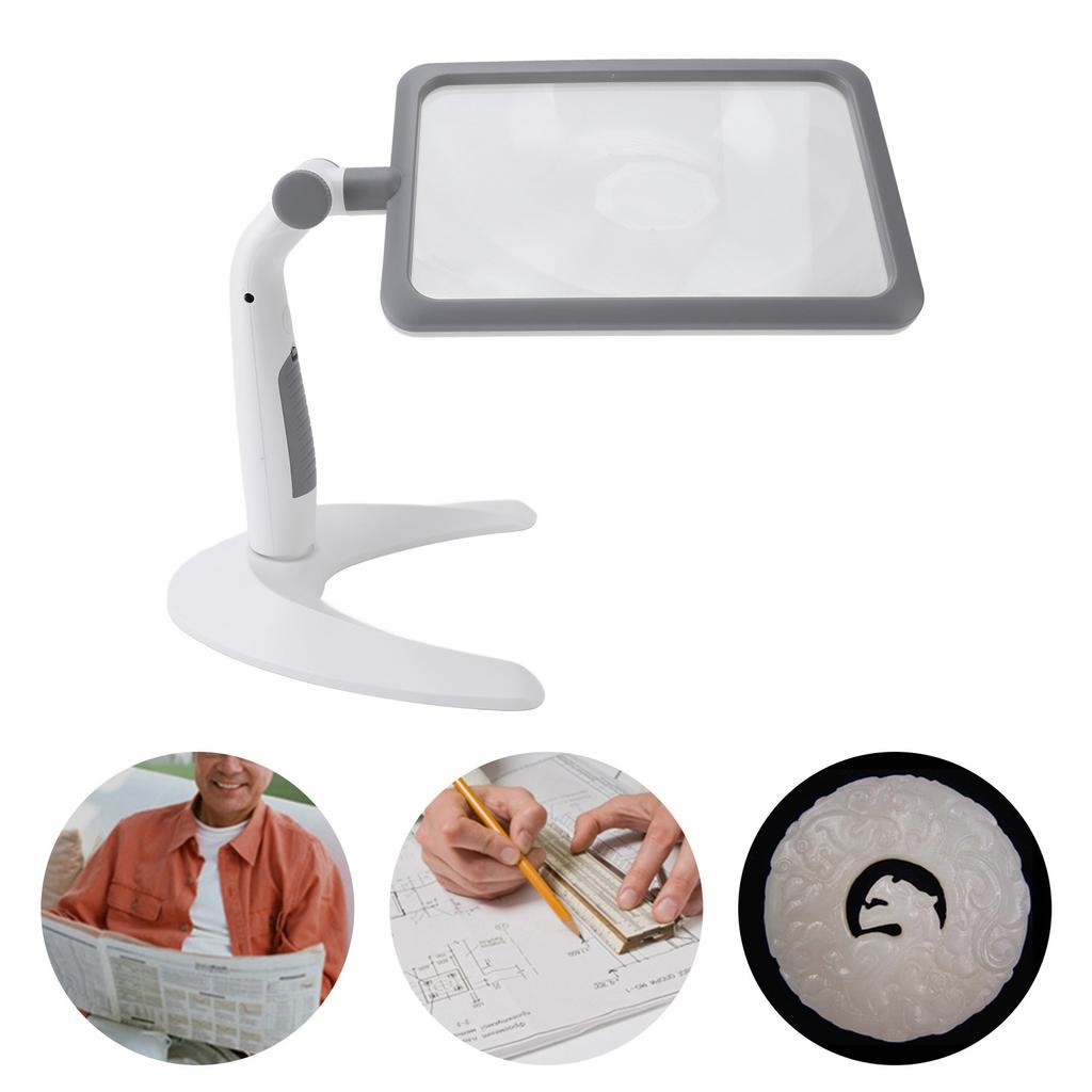 Lupe mit Lichtständer 48 LEDs 2,5-fache Drehung 3 Farbtemperaturen Lupe zum Lesen für Senioren Niedrig