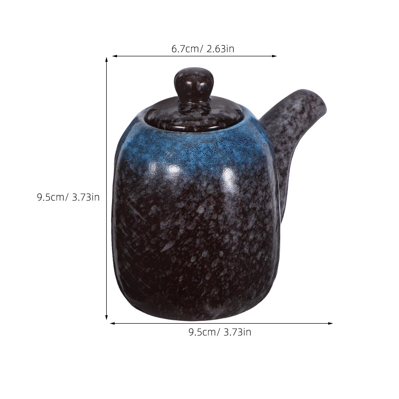 

Ceramic Condiment Bottle Japanese Inspired Design Precision Pouring Spout Leakproof Soy Sauce and Vinegar Dispenser Kitchen