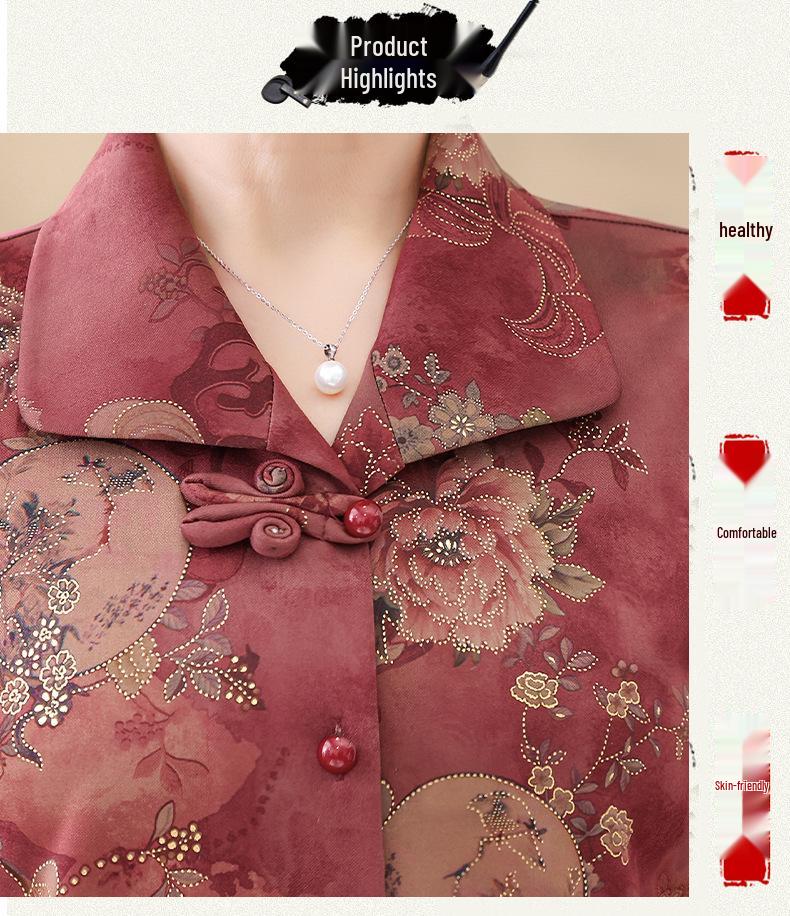 Mom's Spring Thin Jacket - Women's Chinese Style Lapel Shirt for Middle-aged and Elderly