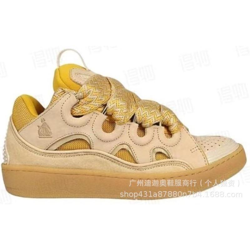 Leather Splicing Casual Shoes Trendy Sports Shoes Men's and Women's Board Shoes Bread Shoes