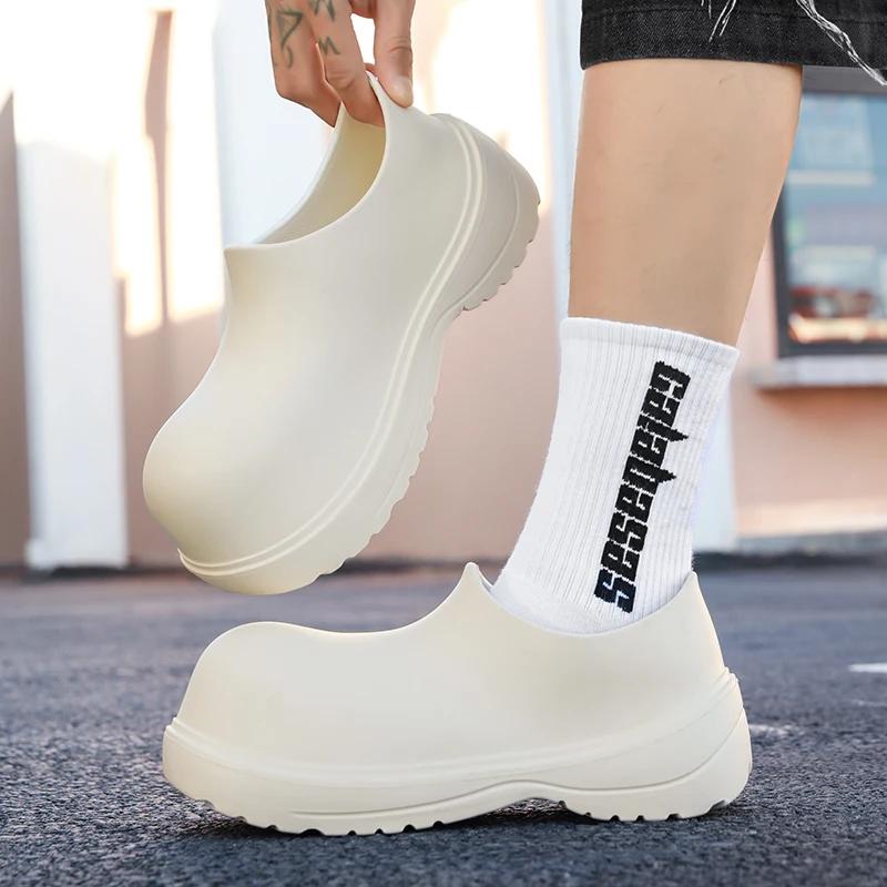 EVA New Slip-on Chef Shoes Men and Women General Casual Big Head Shoes Lightweight Thick Soles All Wear Rain Sandals for Hombre