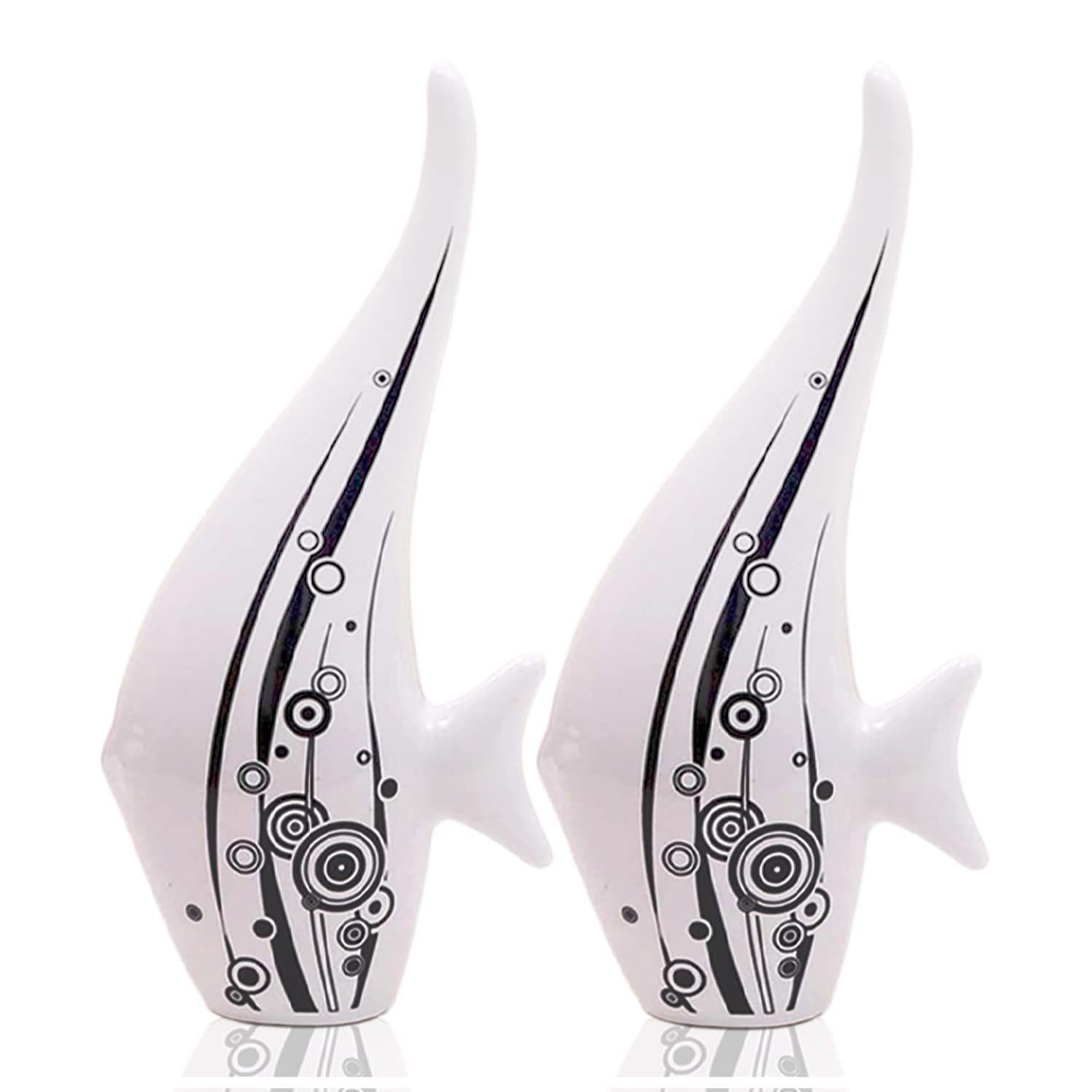 

Современная минималистская белая рыбка-пузырь арт-фигурка | Красивый домашний декор- (Комплект из 2 шт.)