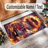 Fire Truck Theme Crystal Velvet Rug Personalized Custom Name Text Soft Floor Mat Home Decor