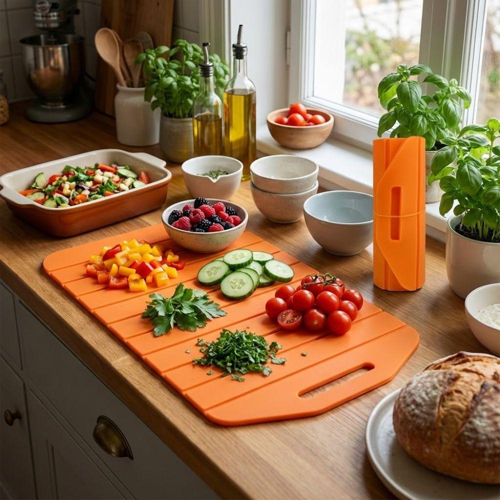 Non-Stick Folding Cutting Board Anti-Slip Silicone Cut Board Kitchen Chopping Mat Camping Trips