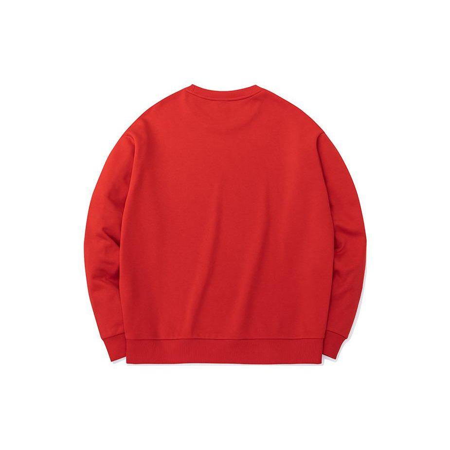 Anta Solid Color Pullover Long Sleeve Sweatshirt Men Tops Red 952318720-2
