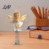 Acrylic Vehicle Interior Decorations Cute Cat/Dog/Elf Car Dashboard with Spring Swing Design Double-sided 2D Flat Playful Animal Toys Ornaments,