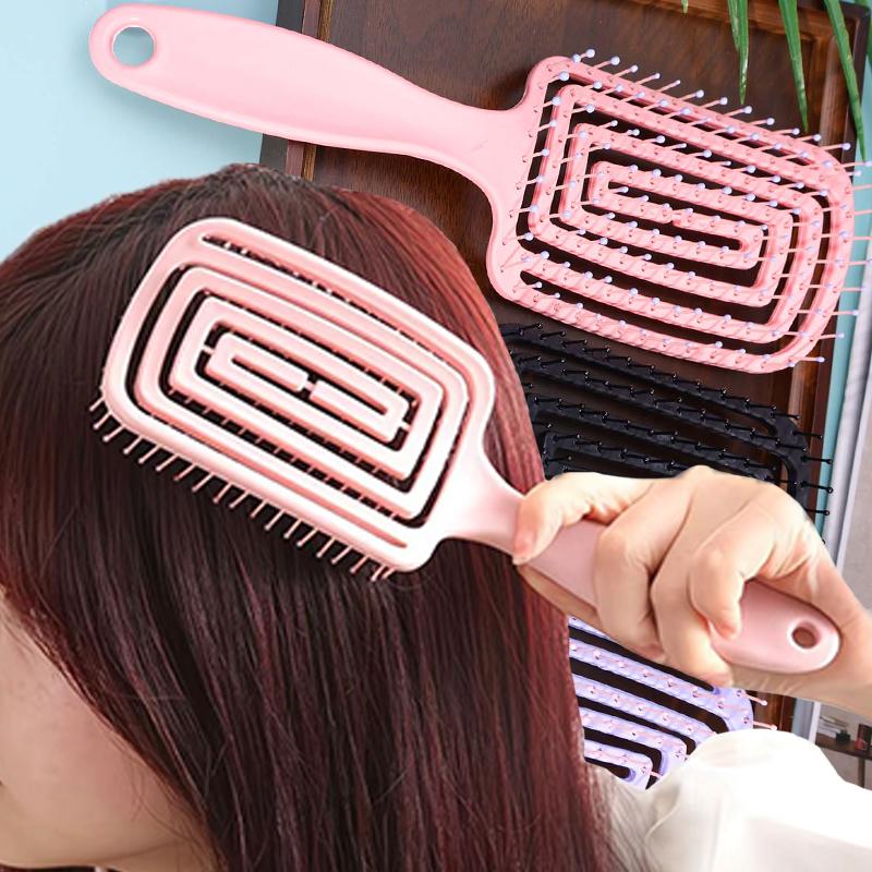 1Pcs Elastic Massage Comb Hollow Cushion Hair Brush Scalp Massage Combs Hair Styling Detangler Fast Blow Drying Detangling Tools