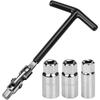 Spark Plug Wrench, 6-Corner Socket Wrench, Set of 4, 16mm, 18mm, 21mm, T-Handle, Multi-Function Removal Tool, Vehicle Maintenance Tool, Multi-Angle Ac