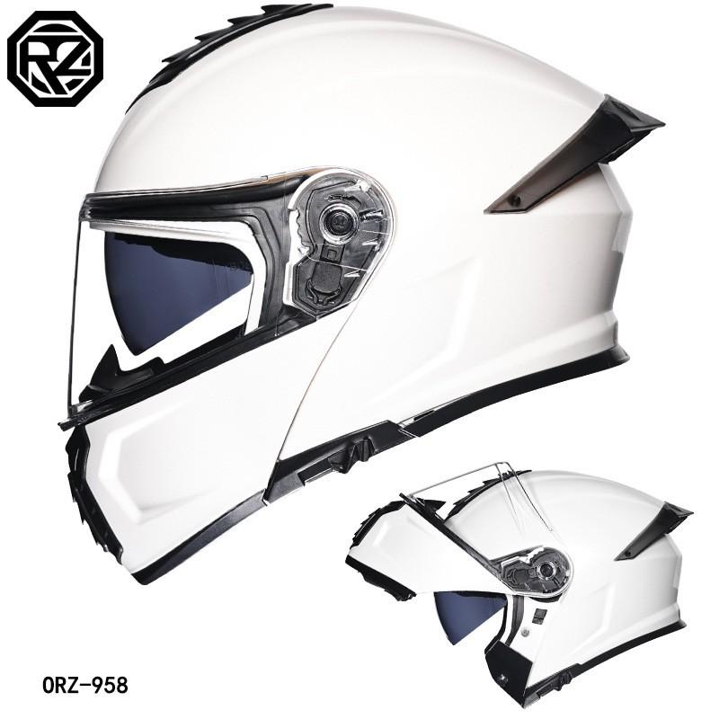 Orz Motorcycle Modular Helmet Dual Visor With Spoiler Full Face Open Men Women All Season Bluetooth Ready