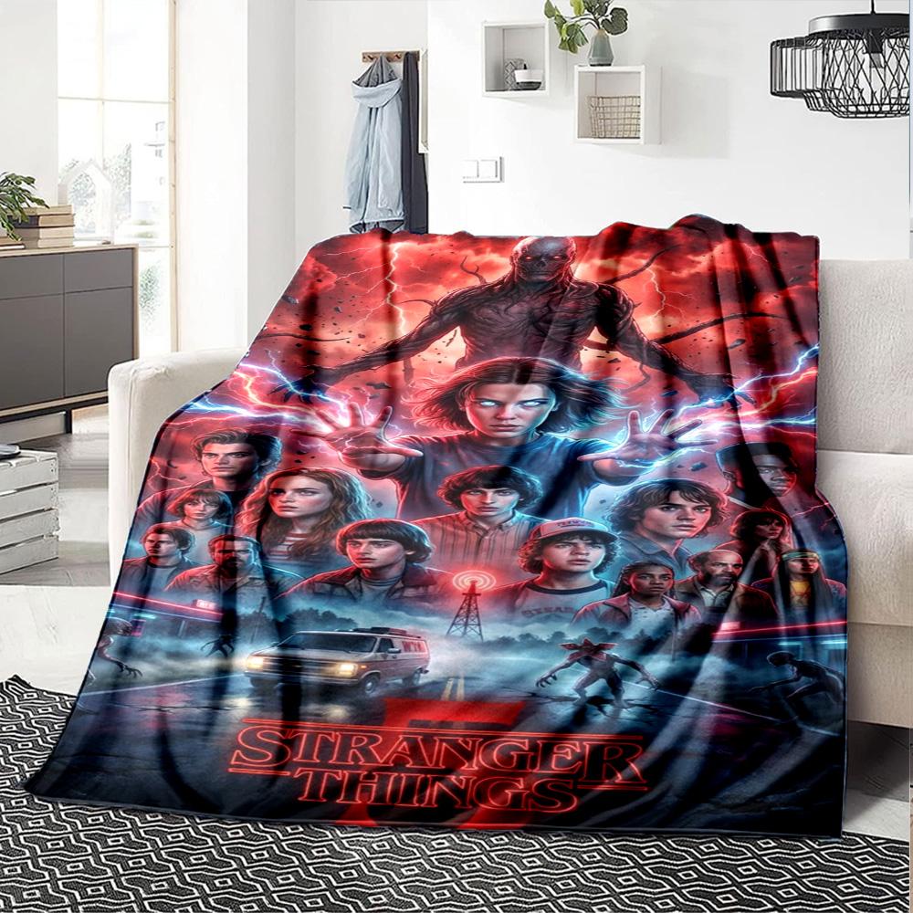 Stranger Print Flannel Blanket High Quality Warm Comfortable Cover for All Seasons Perfect for Gifts Home Decor
