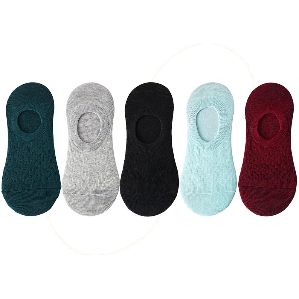 10 Pieces 5 Pairs Women Sock Slippers Set Solid Color Invisible Boat Socks Breathable Non-slip Silicone No Show Short Ankle Sock