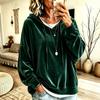 Women's Velvet Hooded Sweatshirt Casual Color for Fall Winter