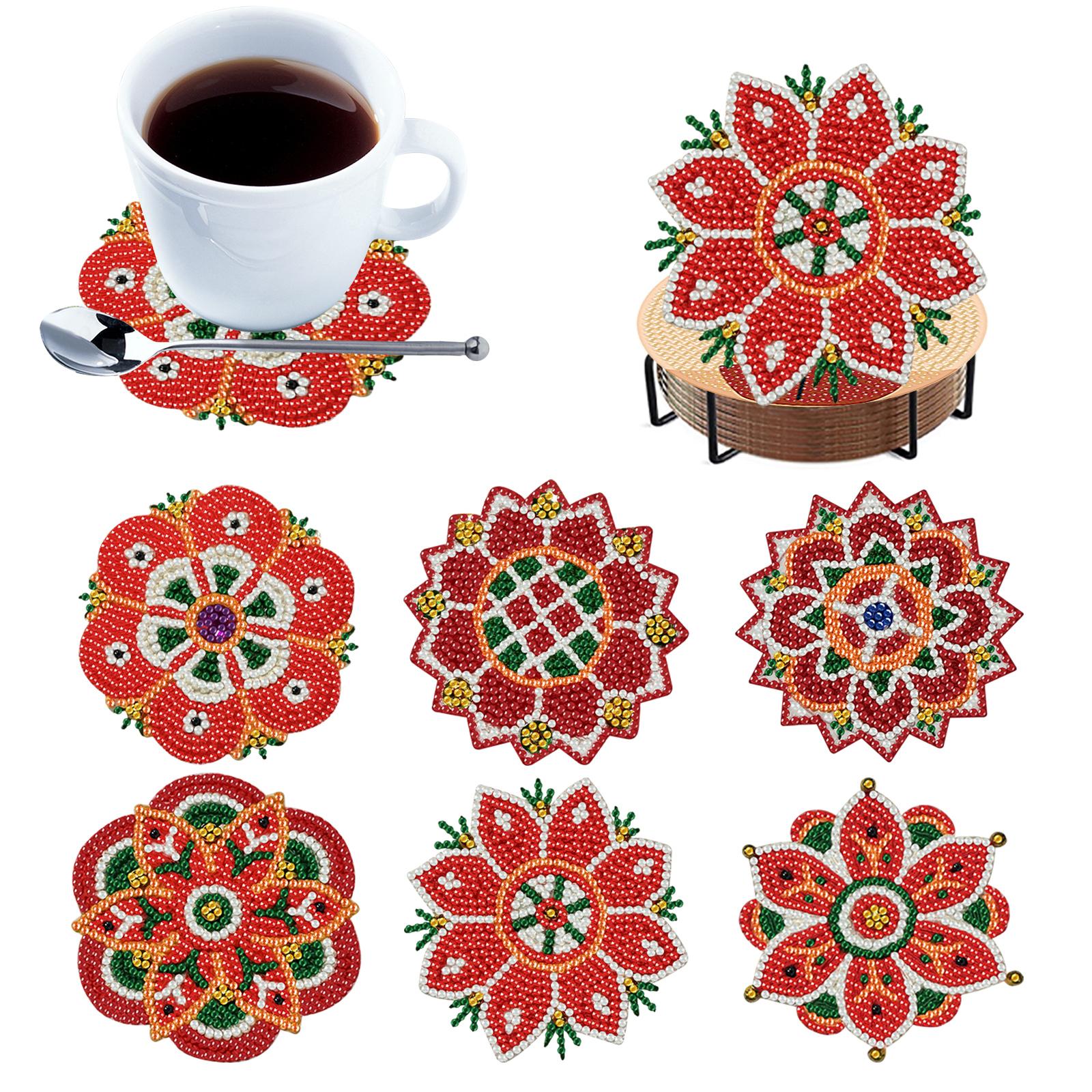 

Wooden DIY Simple Gem Coaster Art Crafts Supplies with Holder Diamond Art Coaster Set for Beginners Adults Home Decor Gifts
