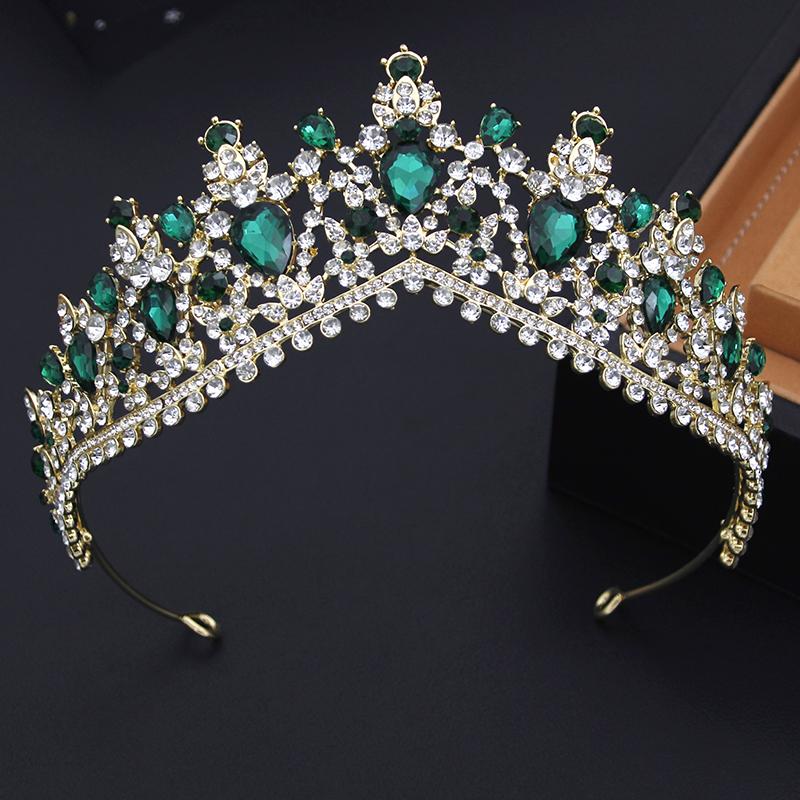 Royal Queen Water Drop Crystal Tiaras and Crowns Purple Bridal Diadem Wedding Crown Girls Hair Jewelry Accessories