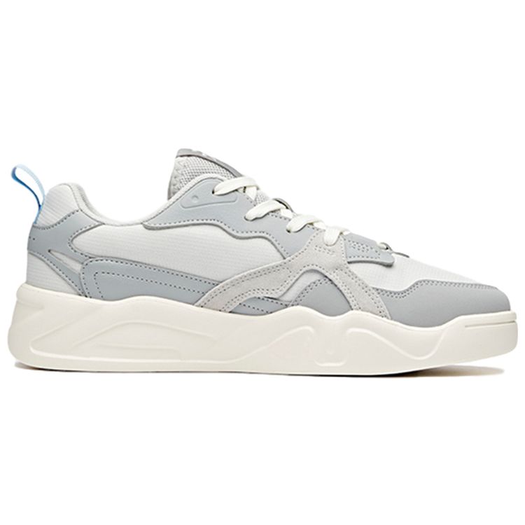 Anta Synthetic Leather Non-Slip Shock Absorbing Wear-Resistant Low-Top Skate Shoes Men sneaker Gray White Blue 112038046-3