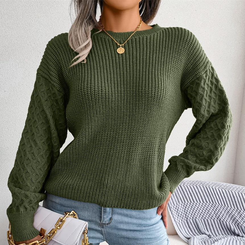 Осенне-зимний европейский и американский повседневный вязаный свитер с длинными рукавами, женская одежда
