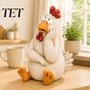 Lifelike Hen Statue for Patio Funny Chicken Garden Statue, Resin Figurine, Farmhouse Outdoor Statues Yard Decor Balcony Flowerpot, Lawn, Decoration