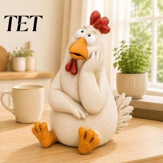 Lifelike Hen Statue for Patio Funny Chicken Garden Statue, Resin Figurine, Farmhouse Outdoor Statues Yard Decor Balcony Flowerpot, Lawn, Decoration