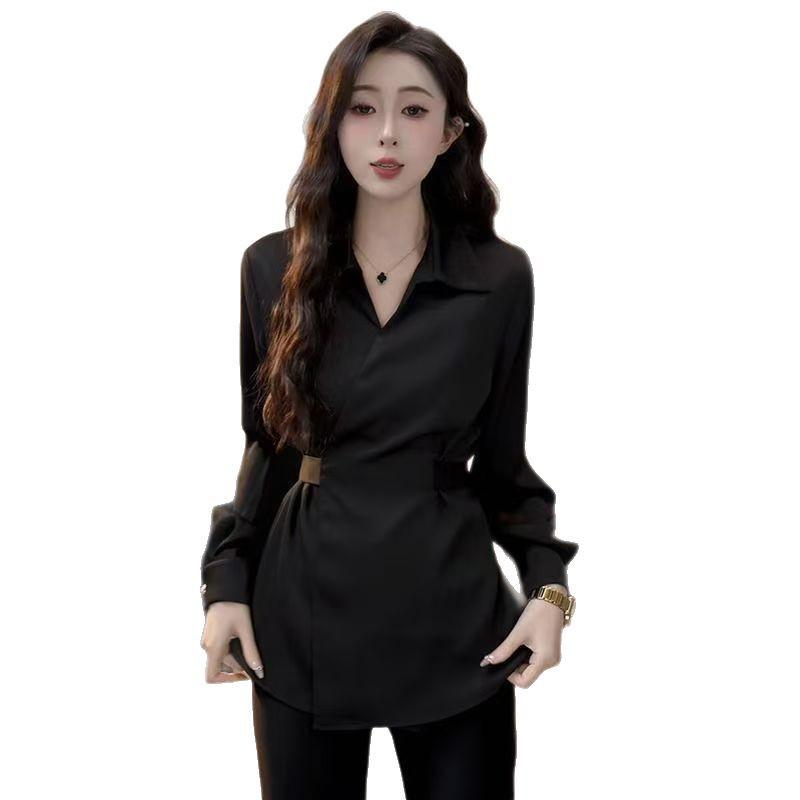 New 2025 Slimming French Silk Satin Top: Influencer Style, Plus Size, Spring Collection