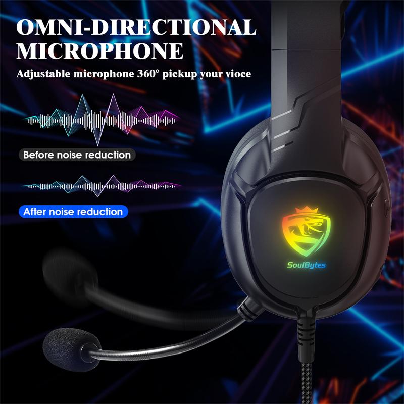 S20 RGB Gaming-Kopfhörer, 3,5 mm Surround-Sound Computer PC Headset Kopfhörer Mikrofon für PS4 Switch Xbox-one