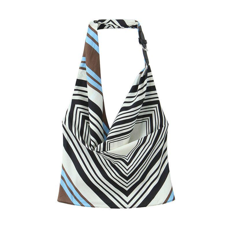 Fashion Style 2024 Autumn New Women's Clothing Easiest for Match Waistband Stripes Hanging Collar Poplin Tops 8402493