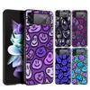Fashion Simple Smile Face Couple Hard PC Phone Case For Samsung Galaxy Z Flip 5 4 3 Black Cover For Galaxy Z Flip 6 Foldable Bag