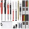 STAGEEK Construction Mechanical Pencil Mechanical Scribing Center and Leads and 17-Piece Set 2.8mm Carpenter's Pencil, Pen, Punch, Marker, (Red,
