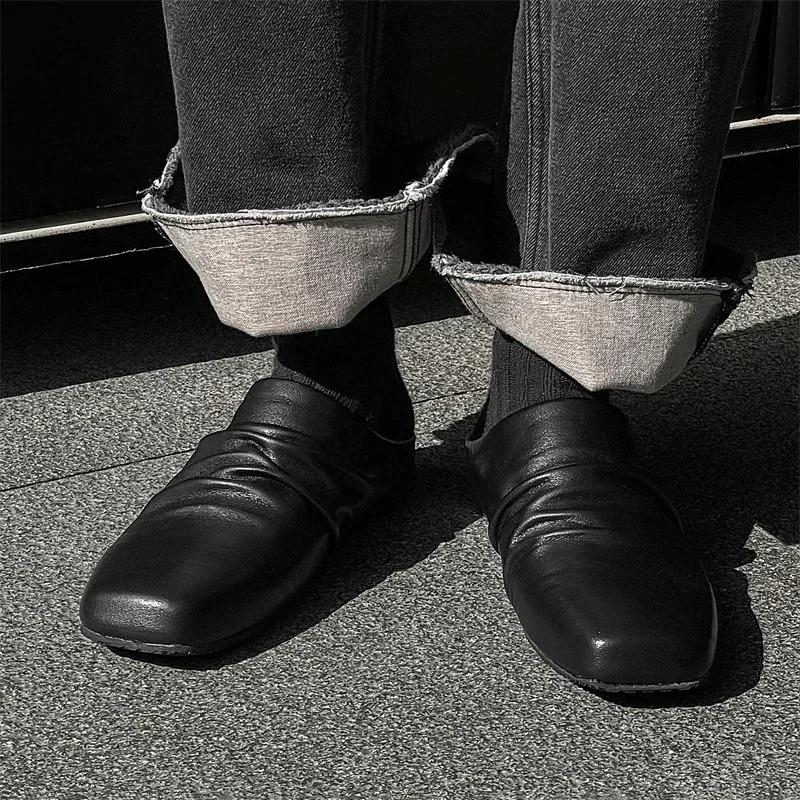 Summer Men Slippers Shoes Casual Flat Designer Loafers Slippers Man Fashion Leather Walking Shoes For Men